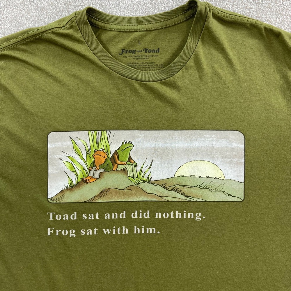Frog and Toad Together T-Shirt Mens Large Green Toad Sat and Did Nothing Graphic